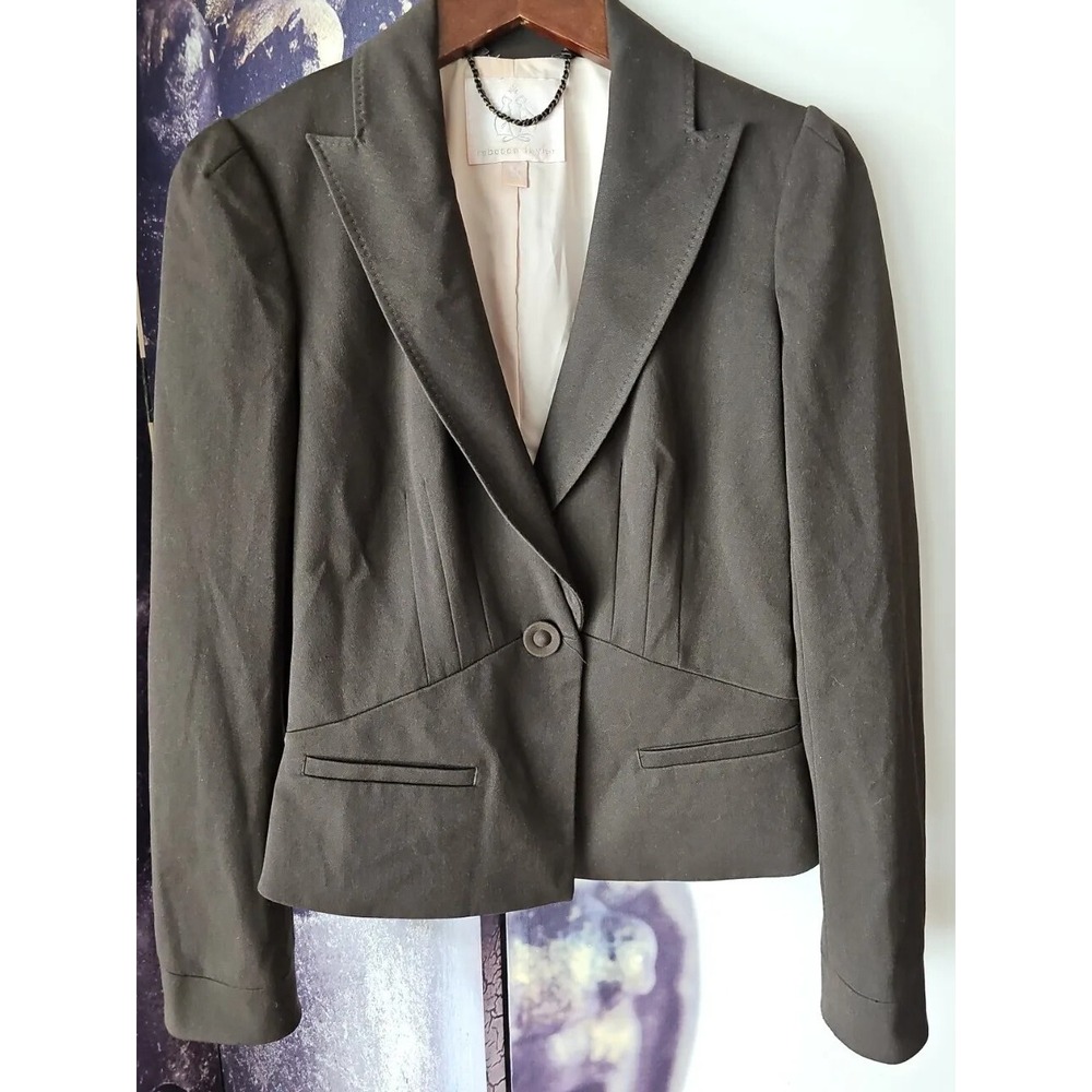 REBECCA TAYLOR Women's Single‎ Breasted 1 Button Brown Blazer Size 4